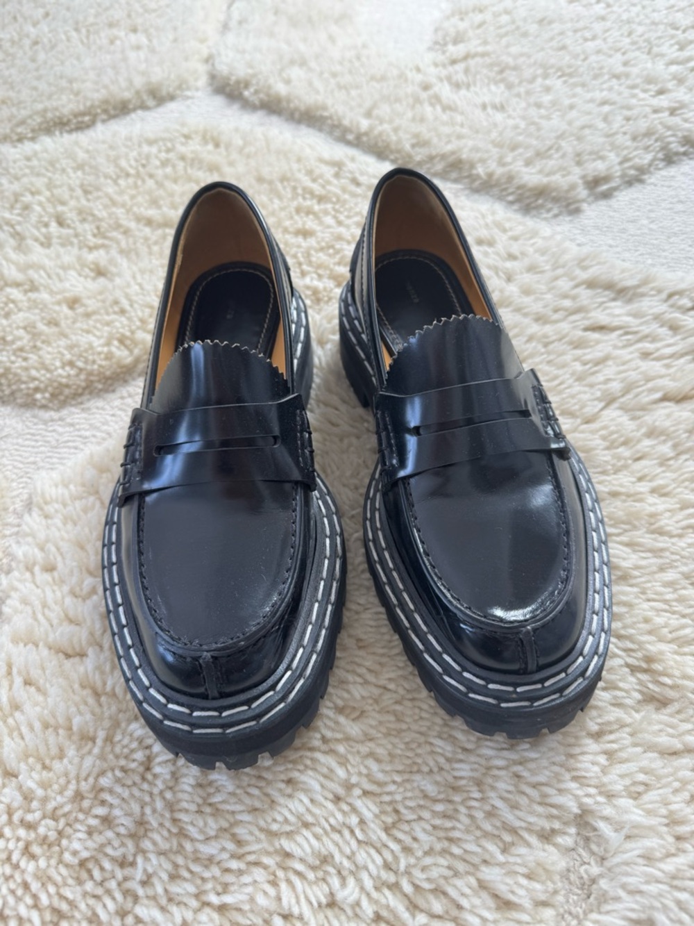 Proenza Black Lug-Sole Leather Loafers